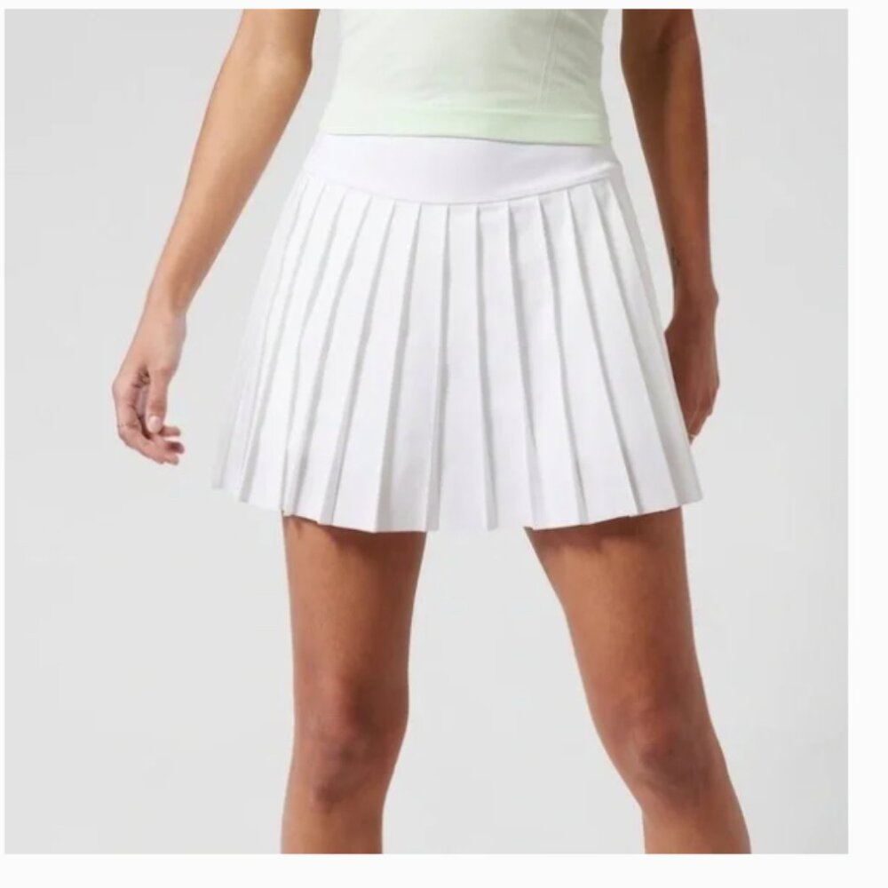 Athleta Women's Small Elevate White Pleated Jupe Tennis Short Skirt Golf Preppy